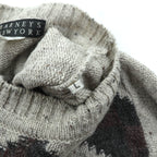 BARNEYS NEW YORK Made in Italy Argyle Knit Sweater, Large, Beige Acrylic Alpaca Blend