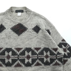BARNEYS NEW YORK Made in Italy Argyle Knit Sweater, Large, Beige Acrylic Alpaca Blend