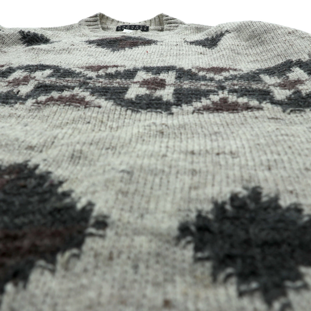 BARNEYS NEW YORK Made in Italy Argyle Knit Sweater, Large, Beige Acrylic Alpaca Blend