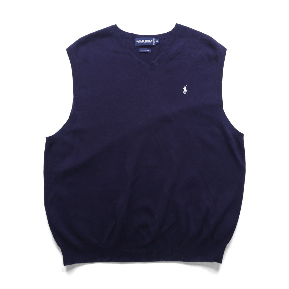 POLO GOLF RALPH LAUREN 90s Italy Knit KnitVest XL Navy ITALIAN YARN Small Pony Embroidery