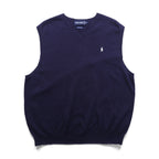 POLO GOLF RALPH LAUREN 90s Italy Knit KnitVest XL Navy ITALIAN YARN Small Pony Embroidery