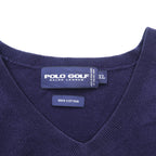 POLO GOLF RALPH LAUREN 90s Italy Knit KnitVest XL Navy ITALIAN YARN Small Pony Embroidery