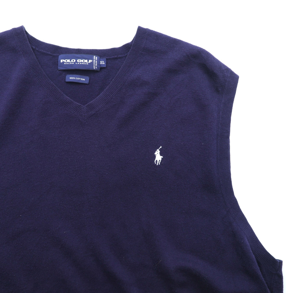 POLO GOLF RALPH LAUREN 90s Italy Knit KnitVest XL Navy ITALIAN YARN Small Pony Embroidery