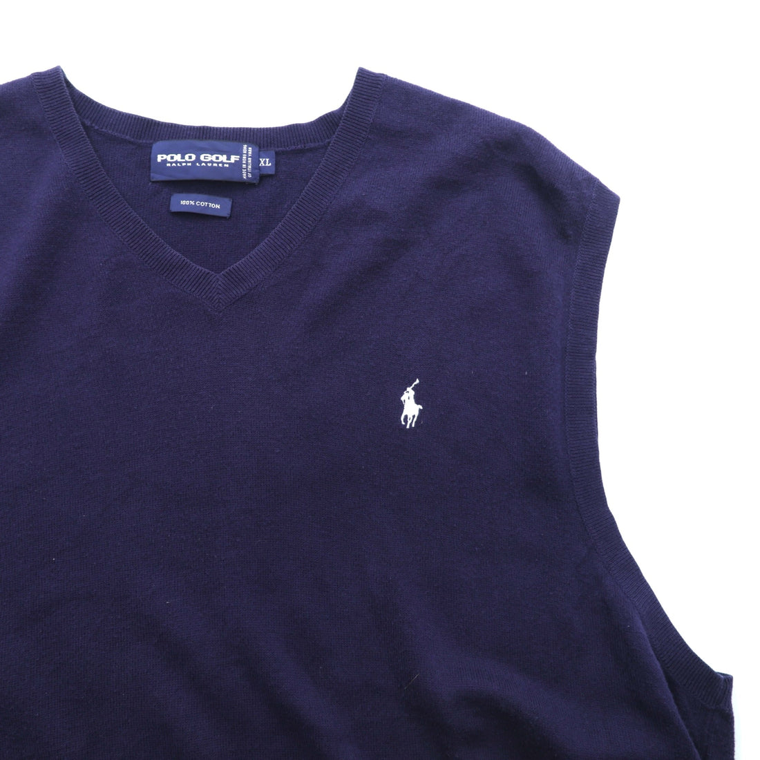 POLO GOLF RALPH LAUREN 90s Italy Knit KnitVest XL Navy ITALIAN YARN Small Pony Embroidery