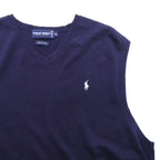 POLO GOLF RALPH LAUREN 90s Italy Knit KnitVest XL Navy ITALIAN YARN Small Pony Embroidery