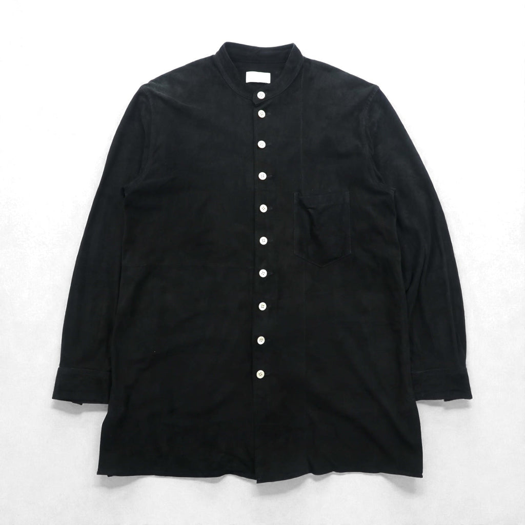 BED J.W. FORD Made in Japan Suede Leather Blouse Shirt, Size M, Black Kangaroo Leather, Yoake Shinsekai, 21SS-B-BL10