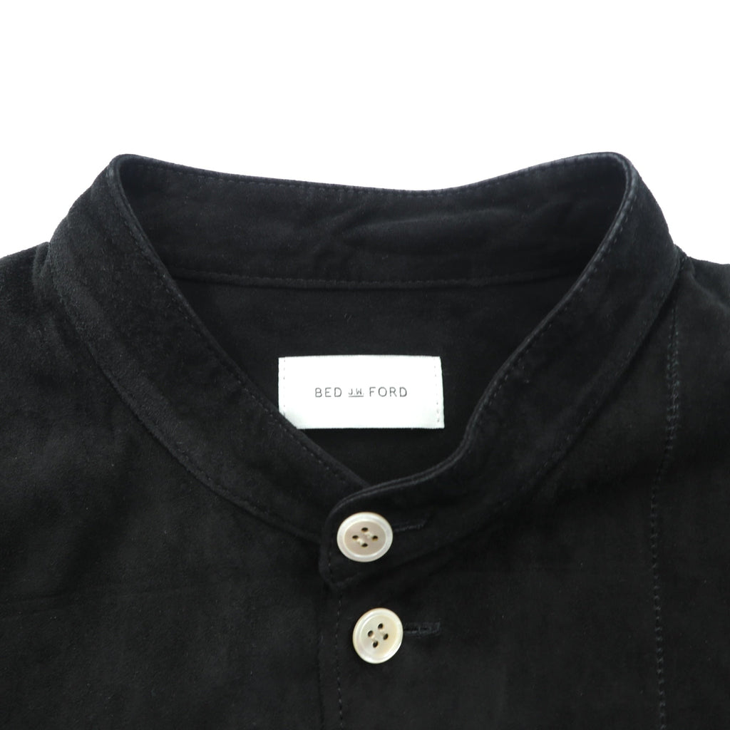 BED J.W. FORD Made in Japan Suede Leather Blouse Shirt, Size M, Black Kangaroo Leather, Yoake Shinsekai, 21SS-B-BL10