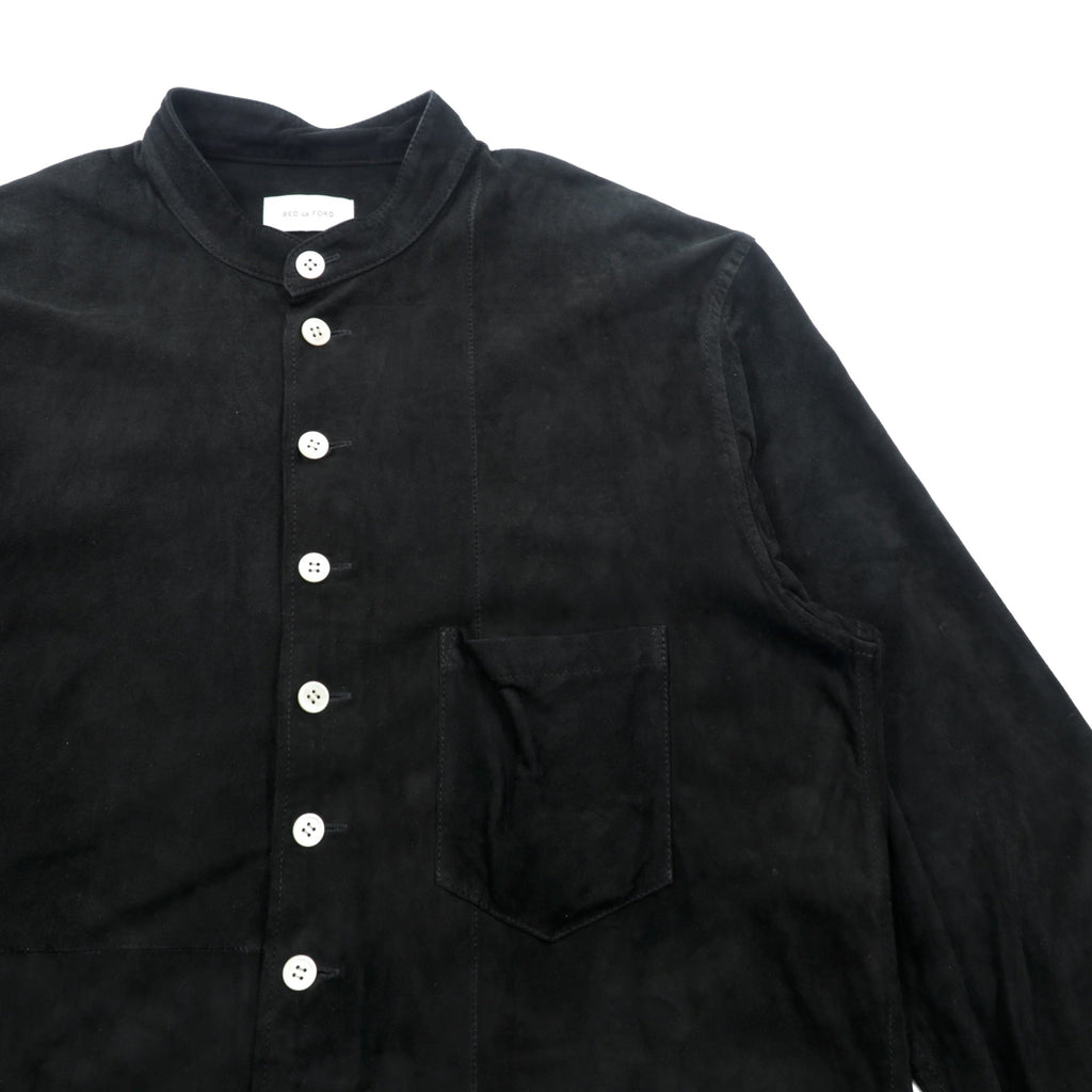 BED J.W. FORD Made in Japan Suede Leather Blouse Shirt, Size M, Black Kangaroo Leather, Yoake Shinsekai, 21SS-B-BL10