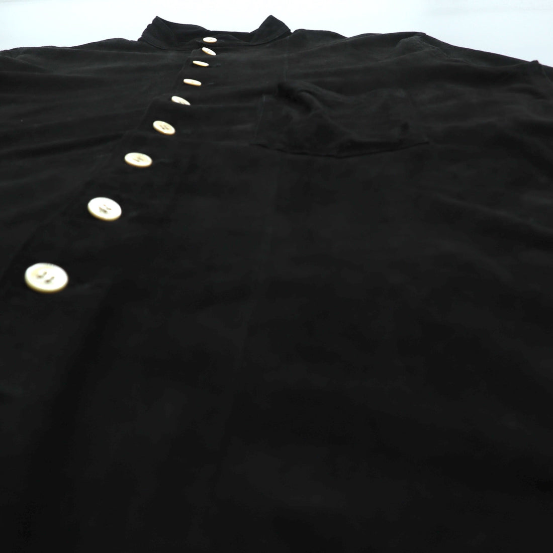BED J.W. FORD Made in Japan Suede Leather Blouse Shirt, Size M, Black Kangaroo Leather, Yoake Shinsekai, 21SS-B-BL10