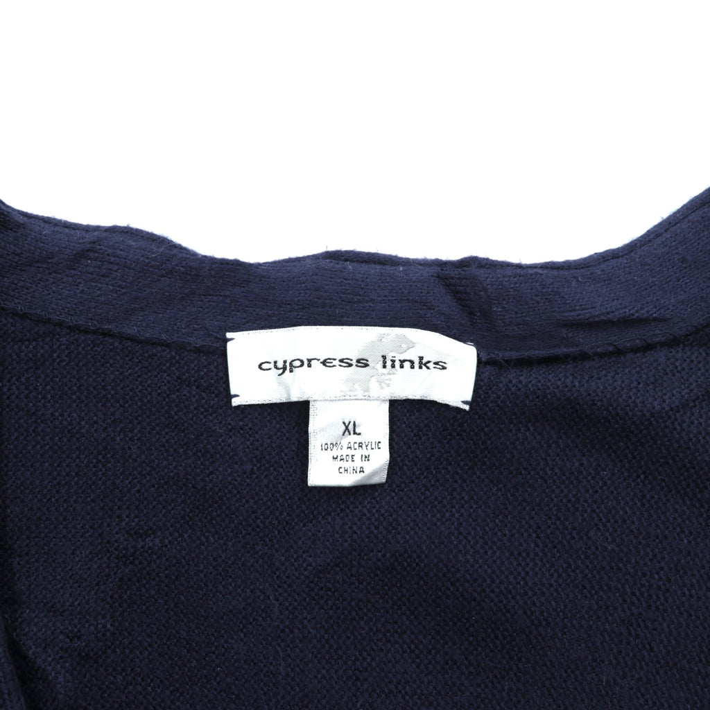 Cypress Links 90s Vintage Knitwear Vネック カーディガン XL ネイビー アクリルニット 90年代