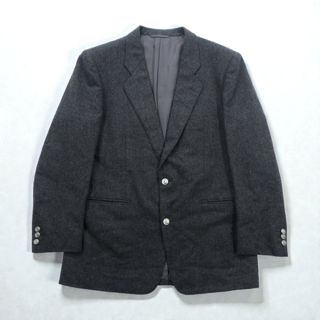 Christian Dior 80年代 日本製 ヴィンテージ ブレザー 2B テーラードジャケット ブレザー XL グレー ウール メタルボタン