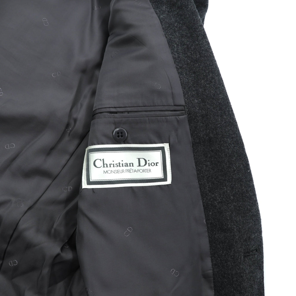 Christian Dior 80年代 日本製 ヴィンテージ ブレザー 2B テーラードジャケット ブレザー XL グレー ウール メタルボタン