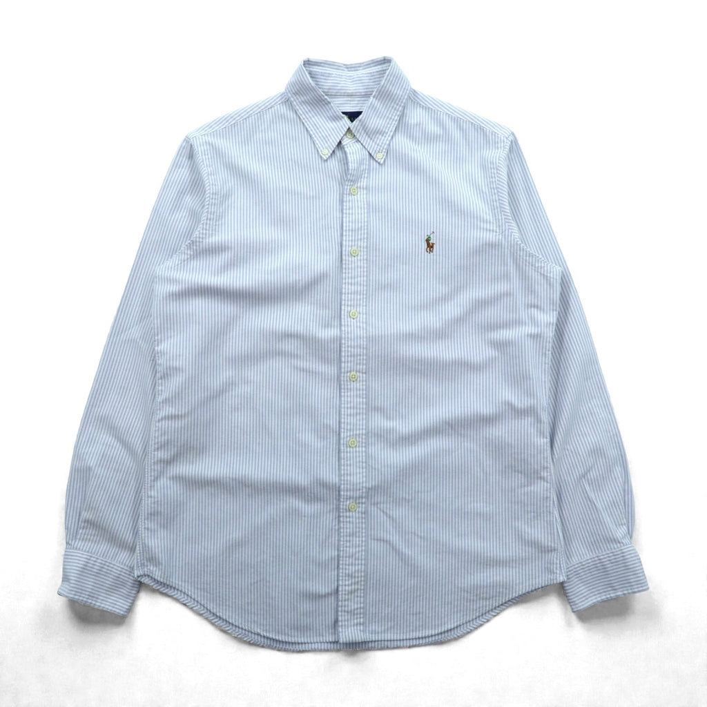 Ralph Lauren Oxford Button Down Shirt, Medium, Blue Stripe, Small Pony Embroidery
