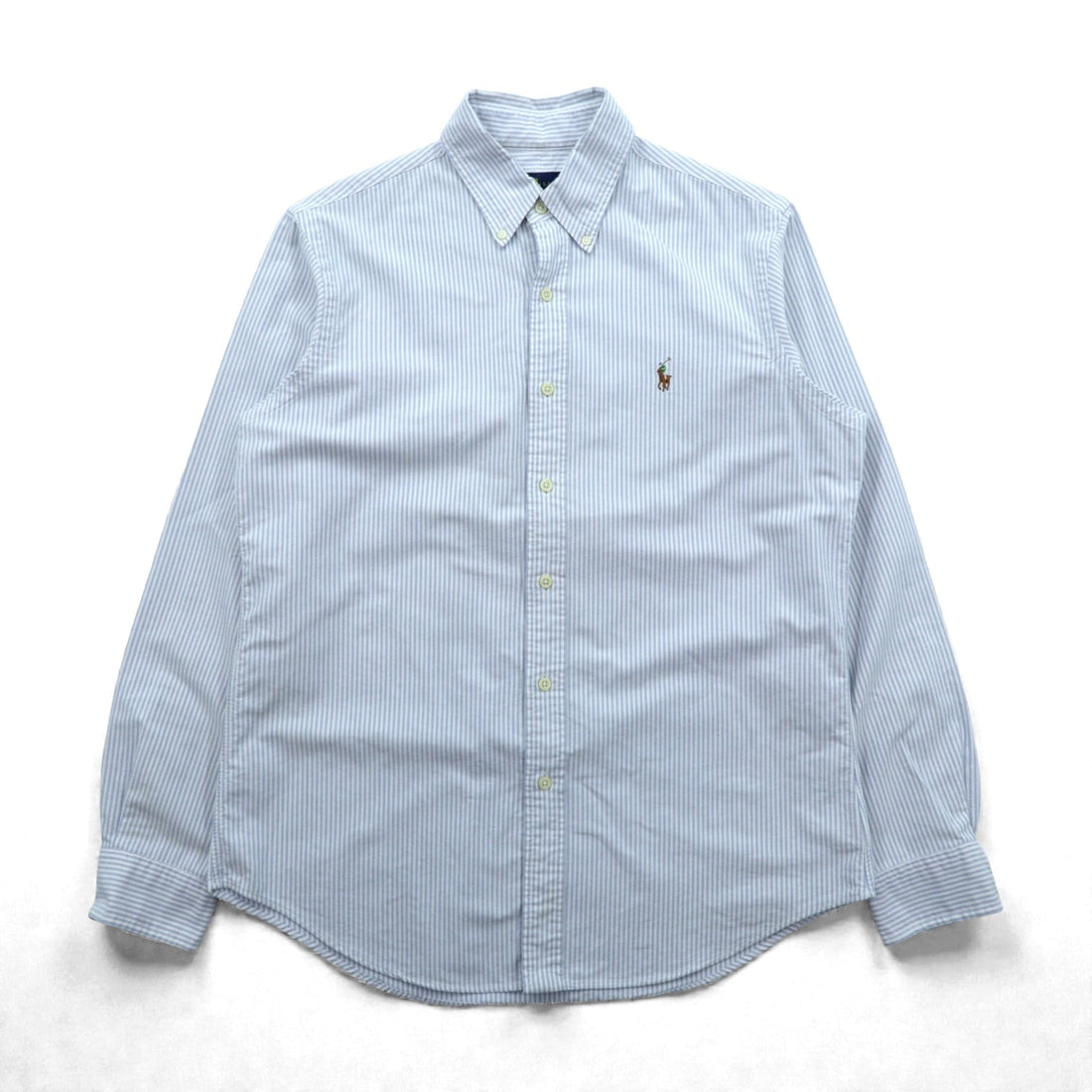 Ralph Lauren Oxford Button Down Shirt, Medium, Blue Stripe, Small Pony Embroidery