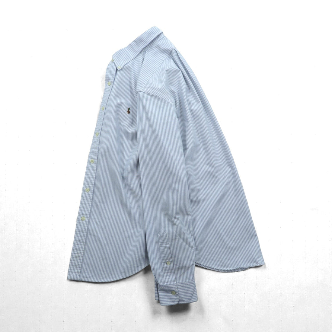 Ralph Lauren Oxford Button Down Shirt, Medium, Blue Stripe, Small Pony Embroidery