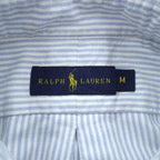 Ralph Lauren Oxford Button Down Shirt, Medium, Blue Stripe, Small Pony Embroidery