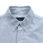 Ralph Lauren Oxford Button Down Shirt, Medium, Blue Stripe, Small Pony Embroidery