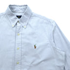 Ralph Lauren Oxford Button Down Shirt, Medium, Blue Stripe, Small Pony Embroidery