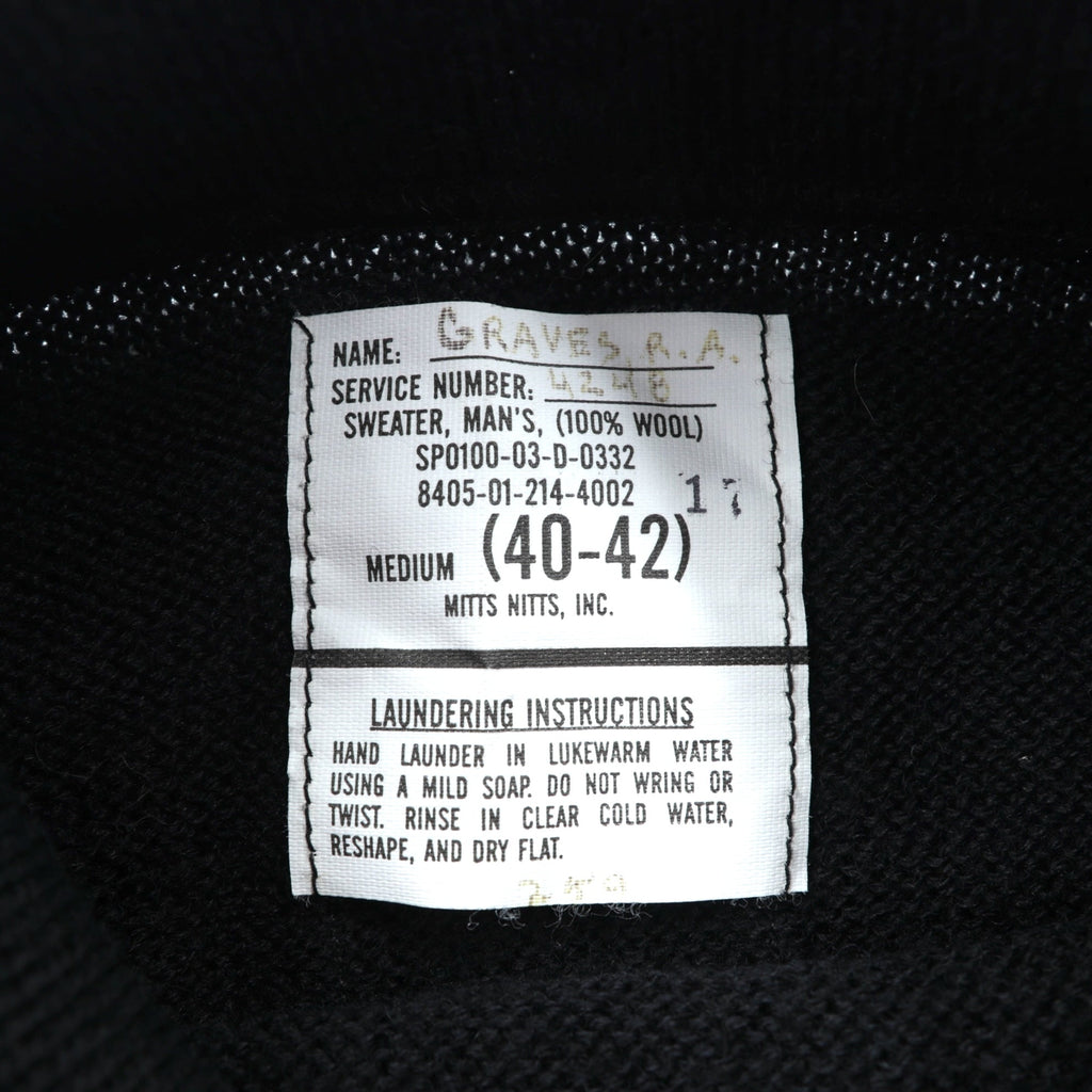 VINTAGE 00年代 US NAVY 米海軍 モックネック ニット セーター M ブラック ウール 8405-01-214-4002 MITTS NITTS INC