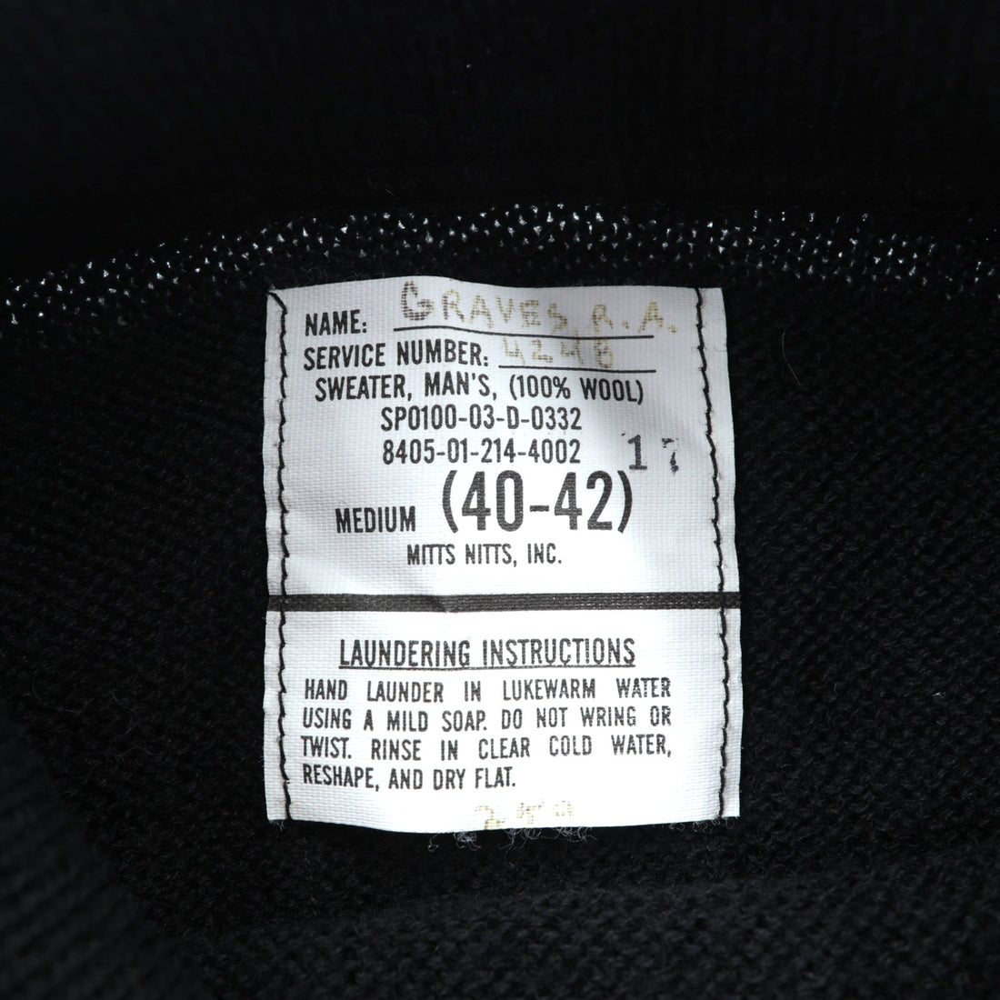 VINTAGE 00年代 US NAVY 米海軍 モックネック ニット セーター M ブラック ウール 8405-01-214-4002 MITTS NITTS INC