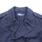 Polo Ralph Lauren 90s Military Double-Breasted Pea Coat Jacket, XL, Navy, with Epaulettes