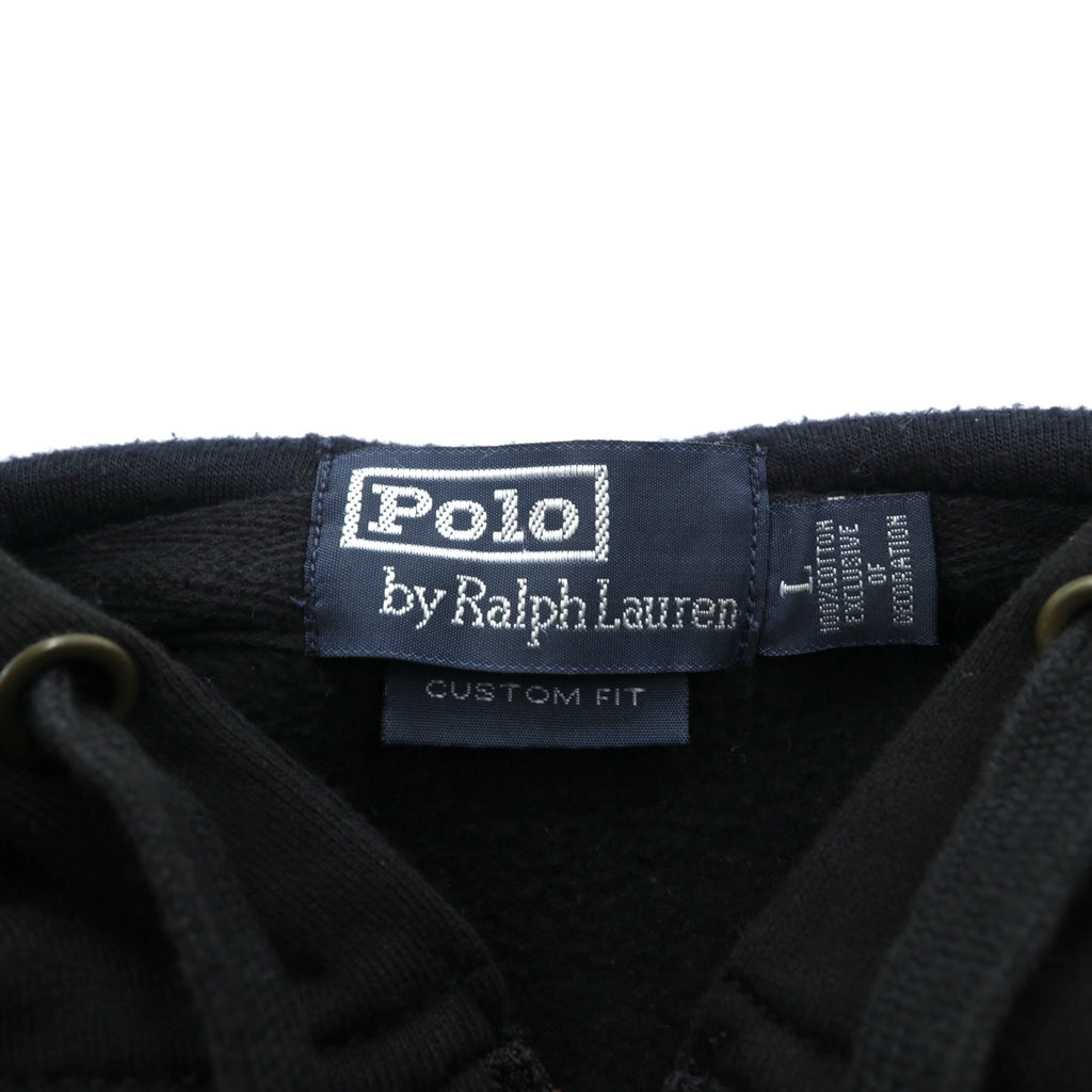 Polo Ralph Lauren ビッグポニー 刺繍 ジップパーカー L ブラック 裏起毛 CUSTOM FIT コットン