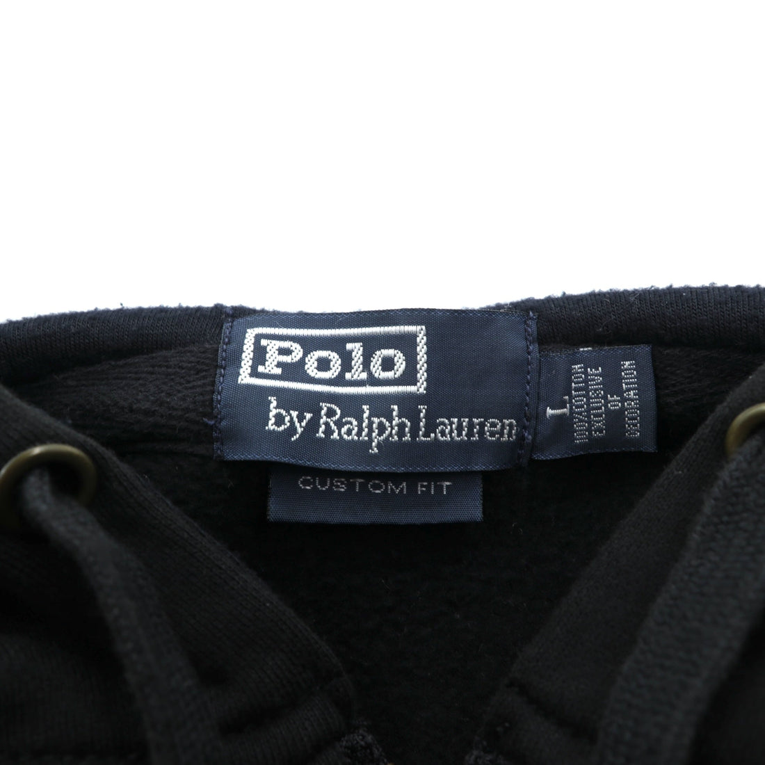 Polo Ralph Lauren ビッグポニー 刺繍 ジップパーカー L ブラック 裏起毛 CUSTOM FIT コットン