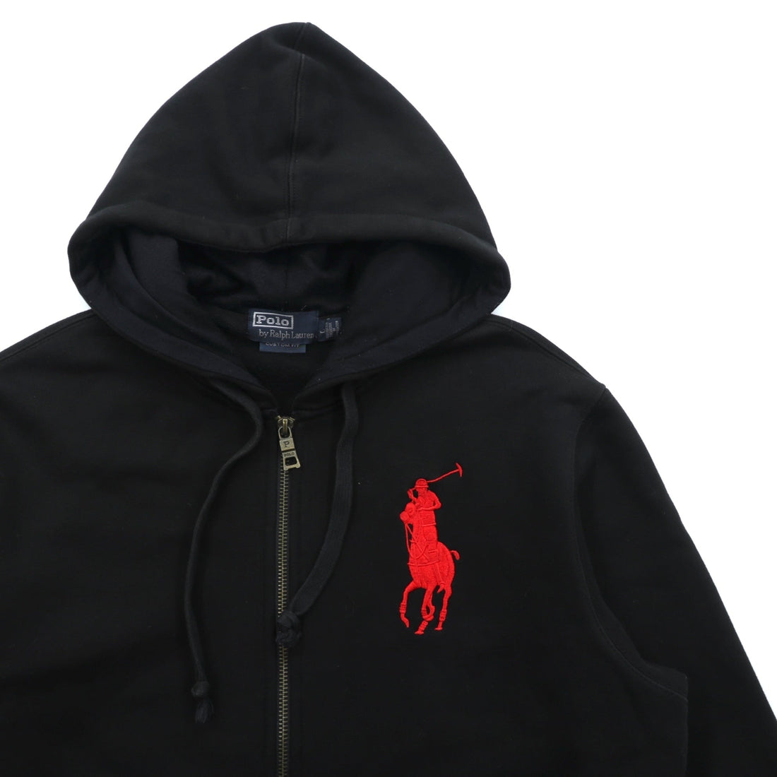 Polo Ralph Lauren ビッグポニー 刺繍 ジップパーカー L ブラック 裏起毛 CUSTOM FIT コットン