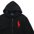 Polo Ralph Lauren ビッグポニー 刺繍 ジップパーカー L ブラック 裏起毛 CUSTOM FIT コットン