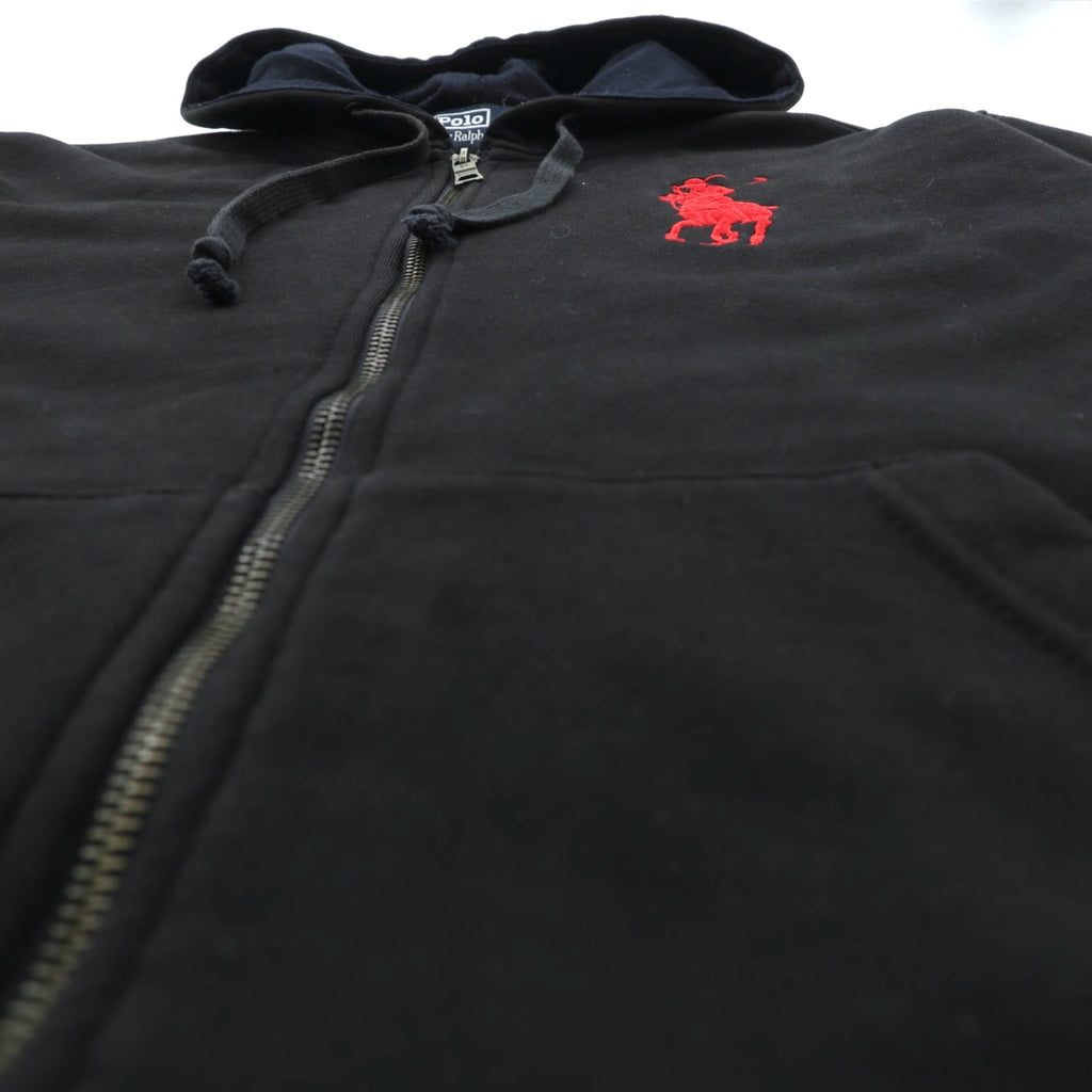 Polo Ralph Lauren ビッグポニー 刺繍 ジップパーカー L ブラック 裏起毛 CUSTOM FIT コットン