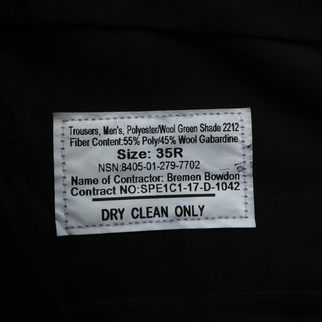 USMCワンピースTrousers スラックス パンツ L カーキ ウール ギャバジン DEFENSE LOSISTICS AGENCY 8405-01-279-7702