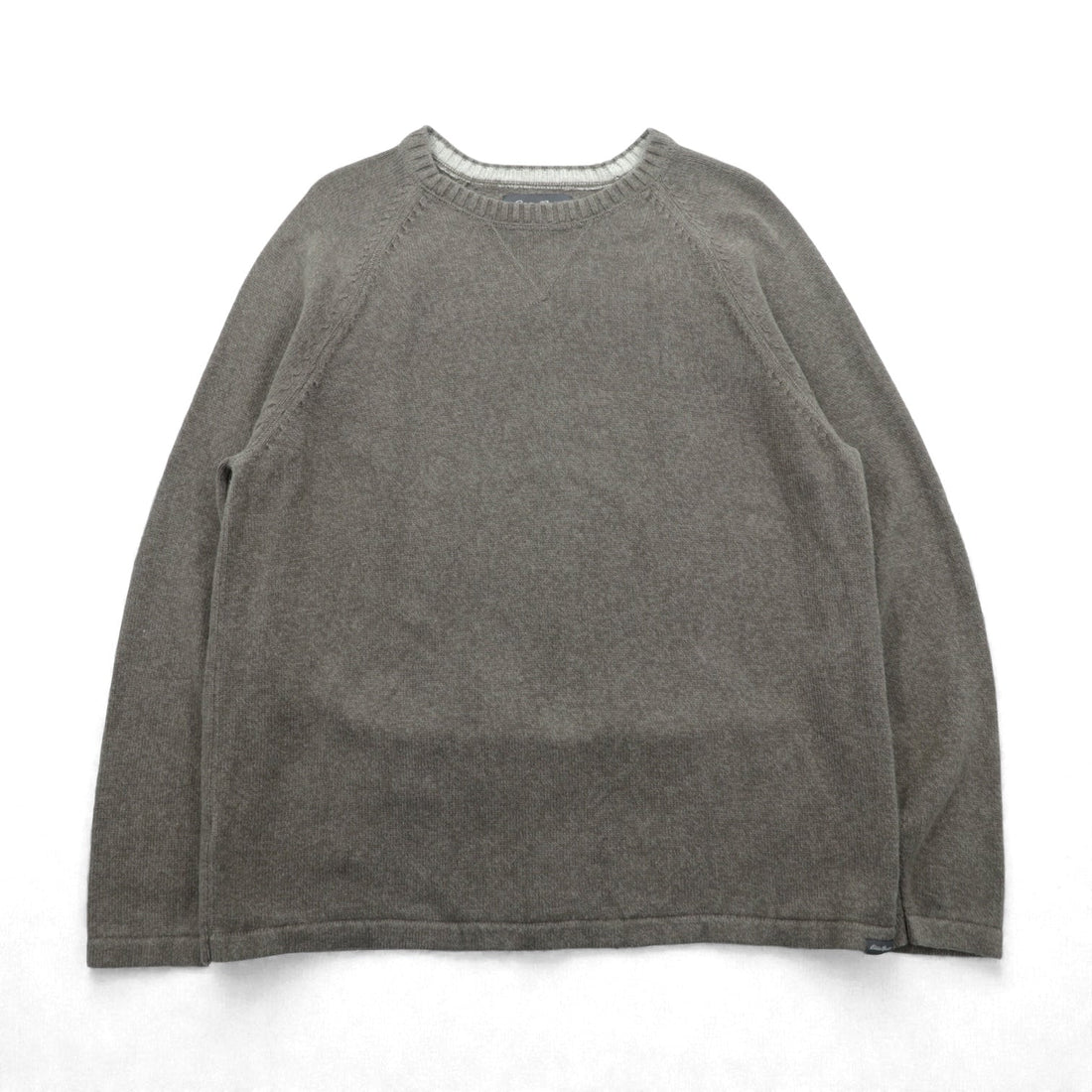 Eddie Bauer V-Neck Crew Neck Cotton Knit Sweater, XL, Beige, Raglan Sleeves