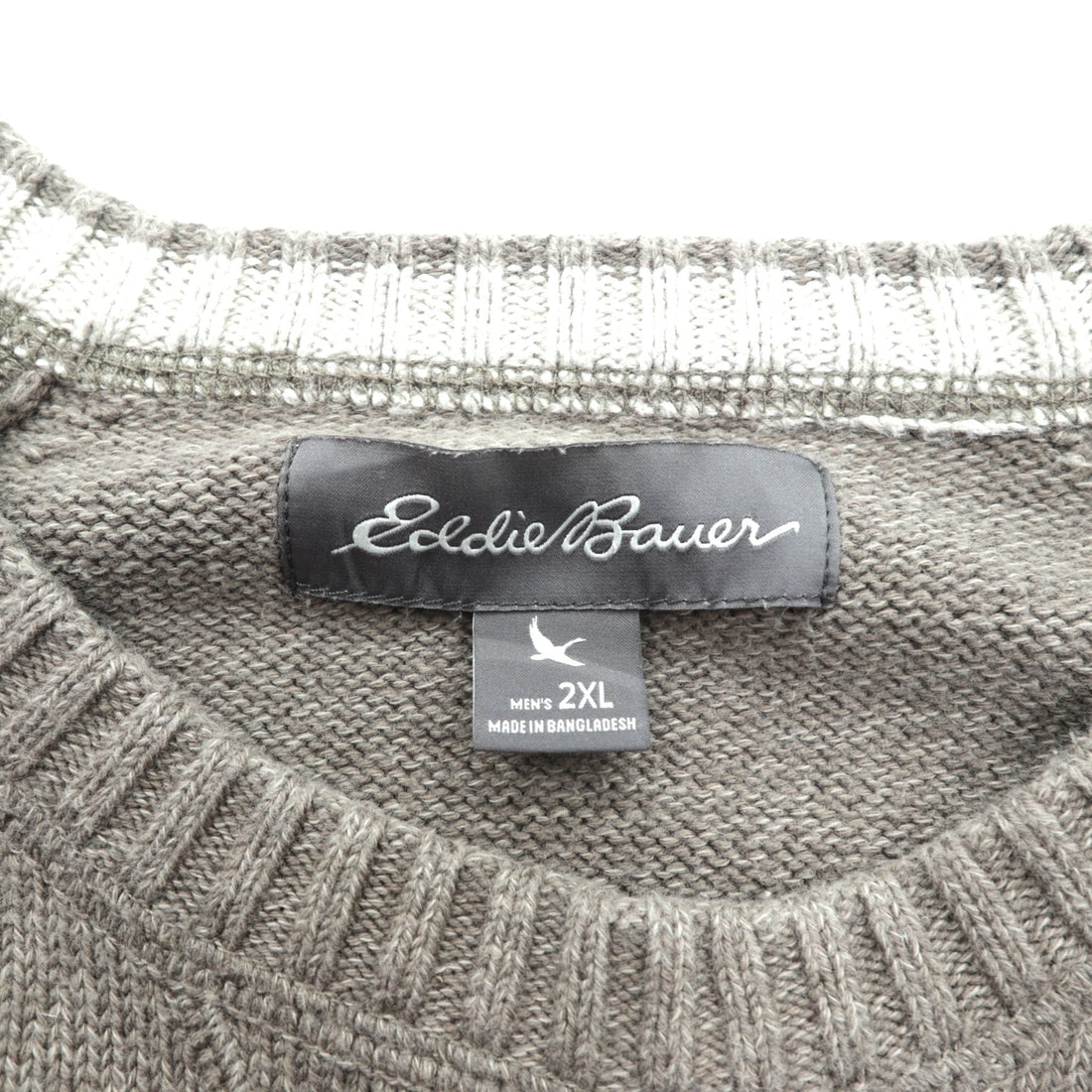 Eddie Bauer V-Neck Crew Neck Cotton Knit Sweater, XL, Beige, Raglan Sleeves