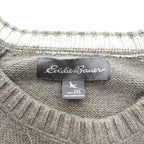 Eddie Bauer V-Neck Crew Neck Cotton Knit Sweater, XL, Beige, Raglan Sleeves