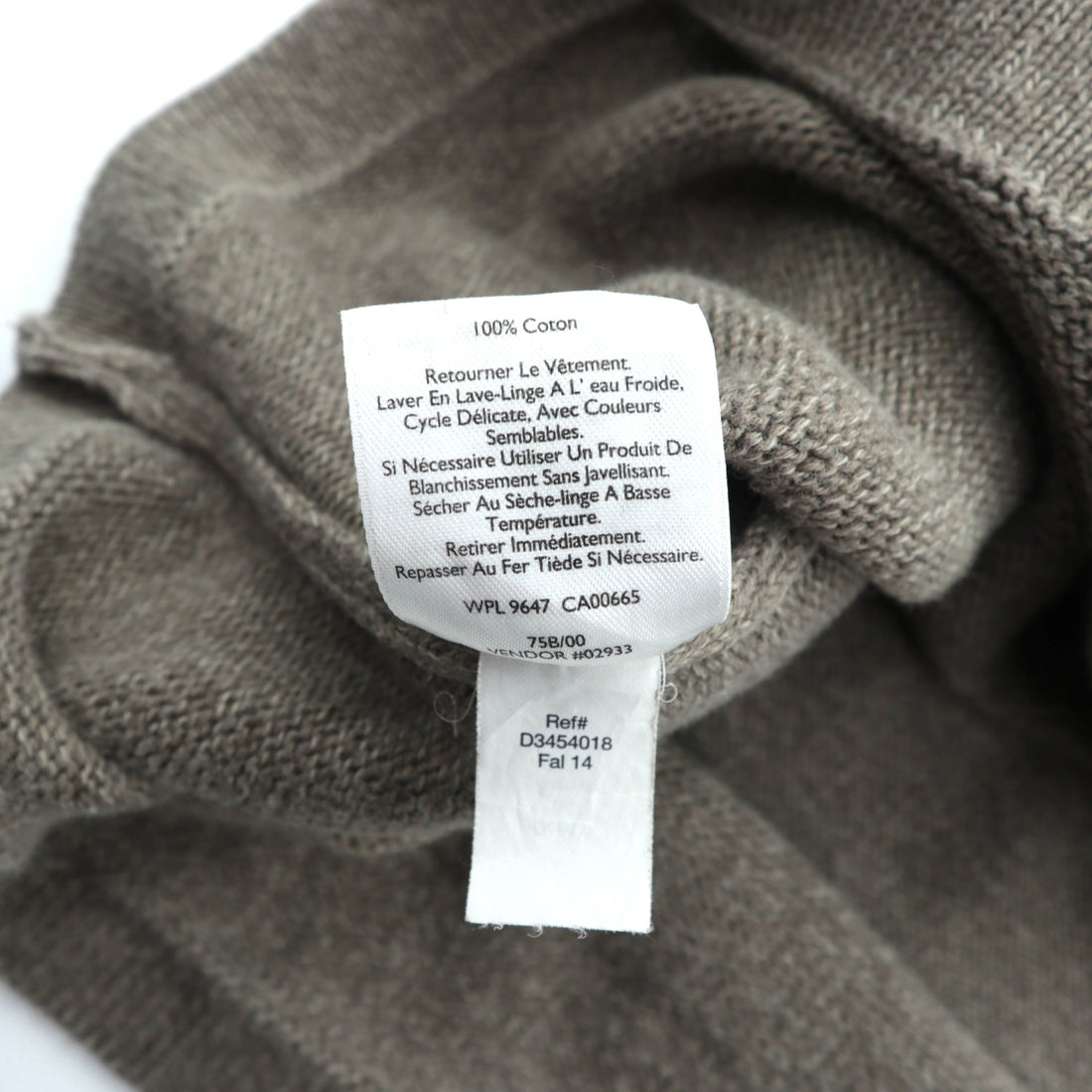 Eddie Bauer V-Neck Crew Neck Cotton Knit Sweater, XL, Beige, Raglan Sleeves