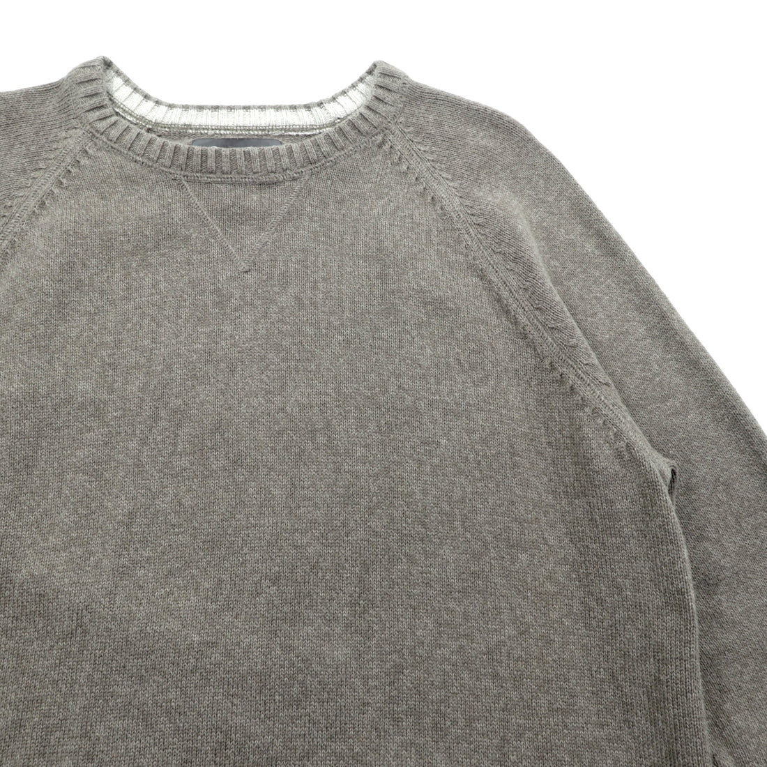 Eddie Bauer V-Neck Crew Neck Cotton Knit Sweater, XL, Beige, Raglan Sleeves