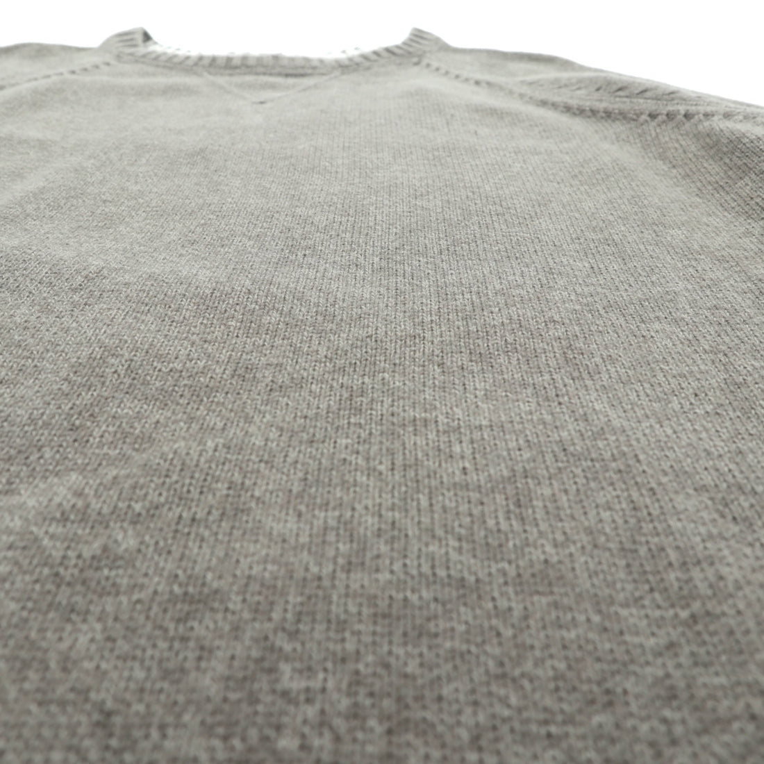 Eddie Bauer V-Neck Crew Neck Cotton Knit Sweater, XL, Beige, Raglan Sleeves