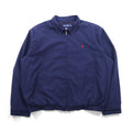 POLO GOLF RALPH LAUREN 90s Peach Skin Swing Top Harrington Jacket, XL, Navy, Check Lining, Small Pony Embroidery, Chin Strap