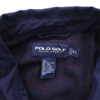 POLO GOLF RALPH LAUREN 90s Peach Skin Swing Top Harrington Jacket, XL, Navy, Check Lining, Small Pony Embroidery, Chin Strap