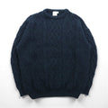 90s Ireland Vintage Cable Knit ARAN COUNTRY Fisherman Sweater, 2XL, Navy Wool, Made in