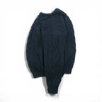 90s Ireland Vintage Cable Knit ARAN COUNTRY Fisherman Sweater, 2XL, Navy Wool, Made in