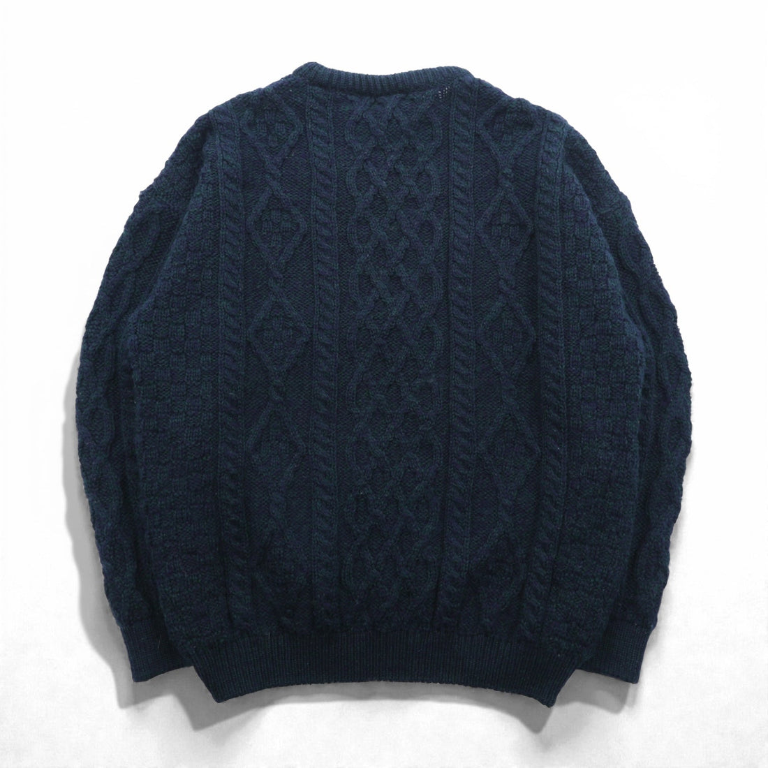 90s Ireland Vintage Cable Knit ARAN COUNTRY Fisherman Sweater, 2XL, Navy Wool, Made in