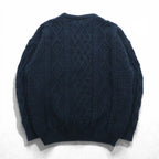 90s Ireland Vintage Cable Knit ARAN COUNTRY Fisherman Sweater, 2XL, Navy Wool, Made in