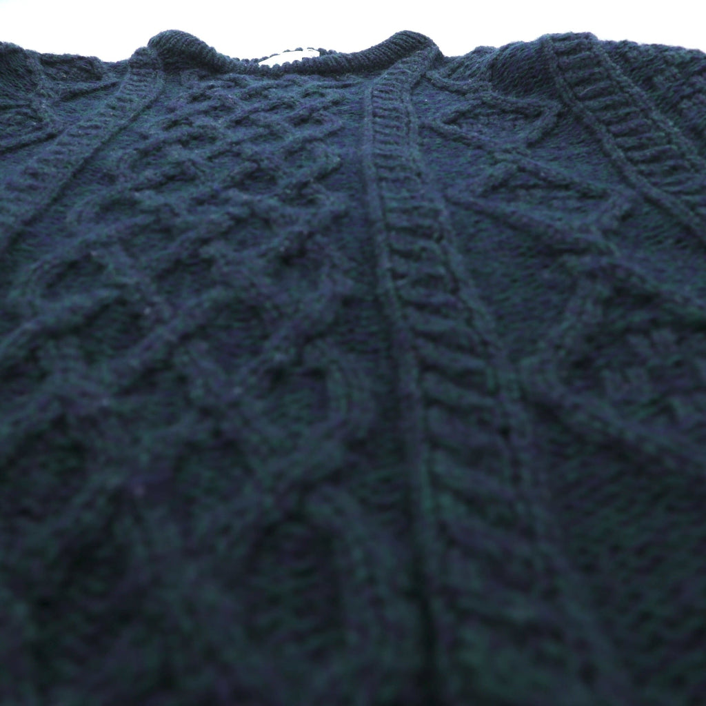 90s Ireland Vintage Cable Knit ARAN COUNTRY Fisherman Sweater, 2XL, Navy Wool, Made in