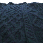 90s Ireland Vintage Cable Knit ARAN COUNTRY Fisherman Sweater, 2XL, Navy Wool, Made in