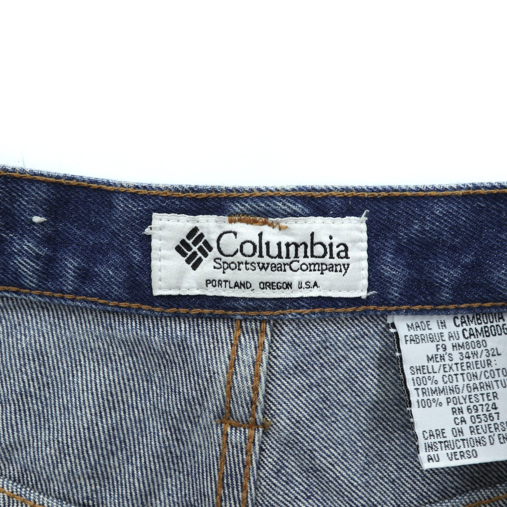 Columbia 90年代 ダブルニー ハンティング デニムパンツ ジーンズ L インディゴ ベージュ