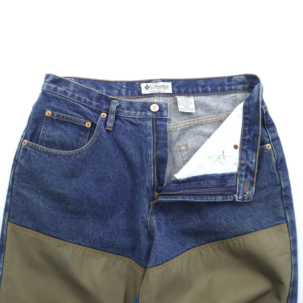 Columbia 90年代 ダブルニー ハンティング デニムパンツ ジーンズ L インディゴ ベージュ