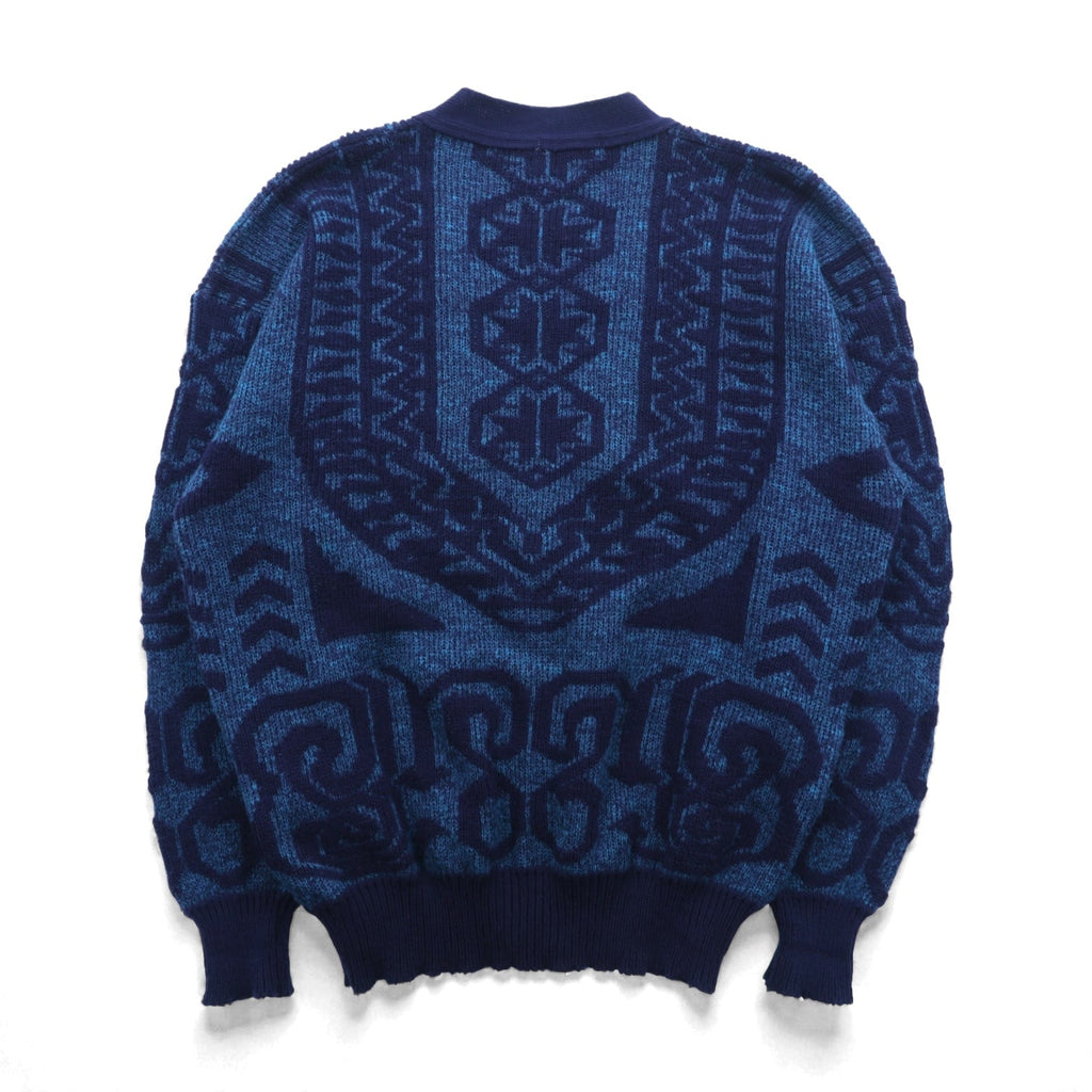 90s USA Vintage Jacquard Knit GITANO 幾何学柄 ニット カーディガン XL ネイビー アクリル 90年代 USA製