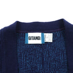 90s USA Vintage Jacquard Knit GITANO 幾何学柄 ニット カーディガン XL ネイビー アクリル 90年代 USA製