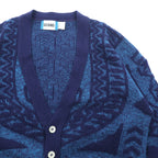 90s USA Vintage Jacquard Knit GITANO 幾何学柄 ニット カーディガン XL ネイビー アクリル 90年代 USA製